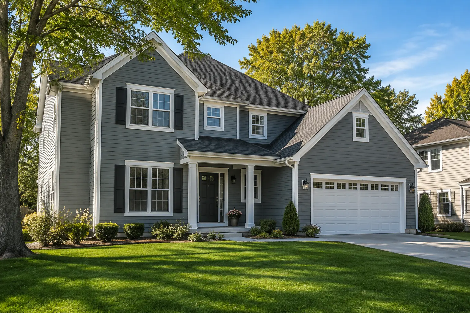Example of a freshly painted western-suburban home exterior